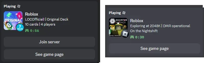 Esempi ufficiali di Discord Rich Presence Bloxstrap